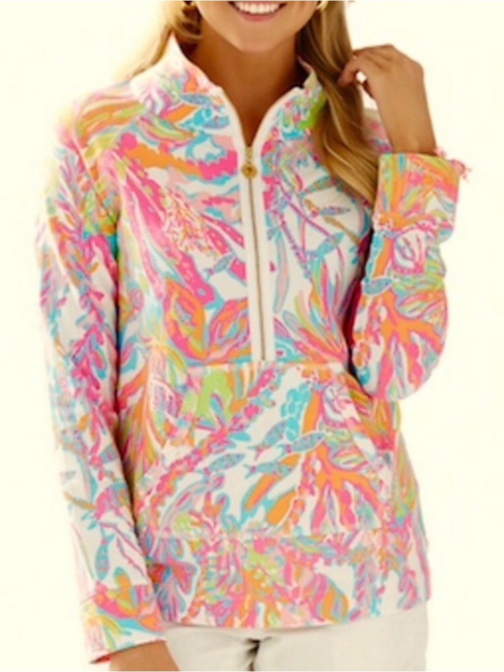 Lilly Pulitzer Skipper Popover Bright Printed Pullover One-Piece With Pocket - Picture 2 of 11